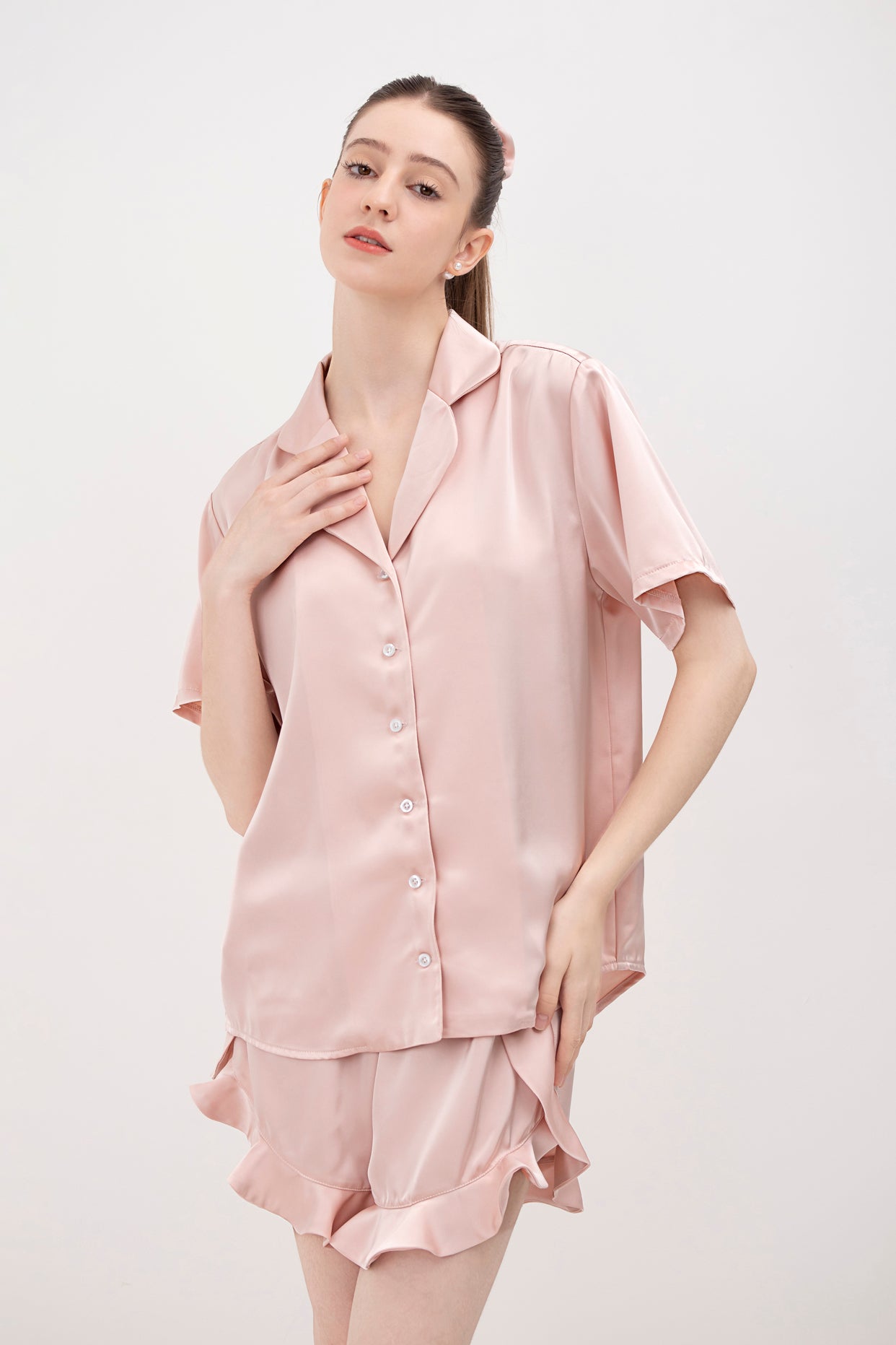 Denightnight Button-up Short-sleeve Pijamas Set