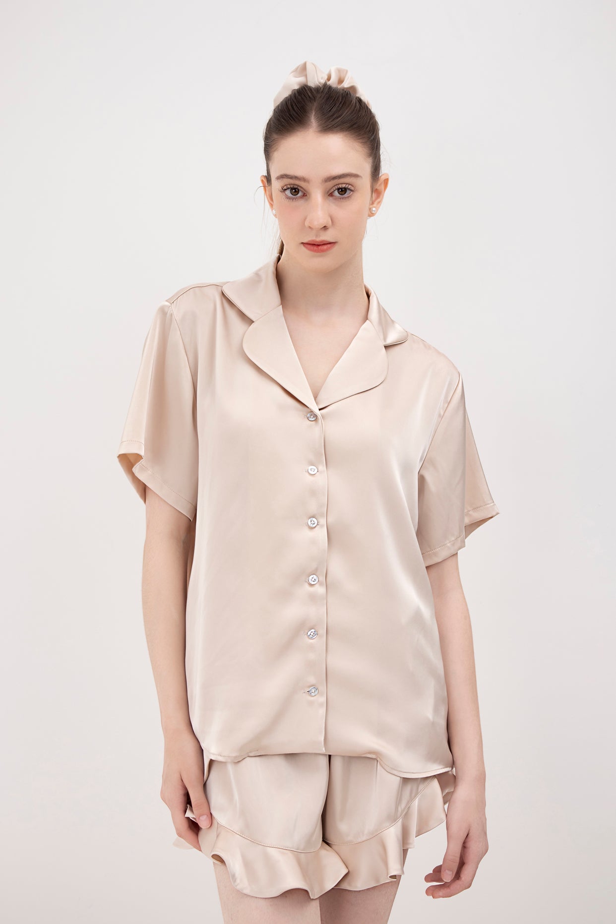 Denightnight Button-up Short-sleeve Pijamas Set